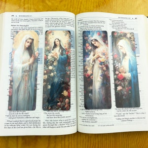 Catholic Virgin Mary Bookmarks | Laminated Die Cut Bookmarks | Bible Bookmark |