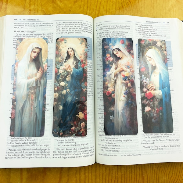 Catholic Virgin Mary Bookmarks | Laminated Die Cut Bookmarks | Bible Bookmark |