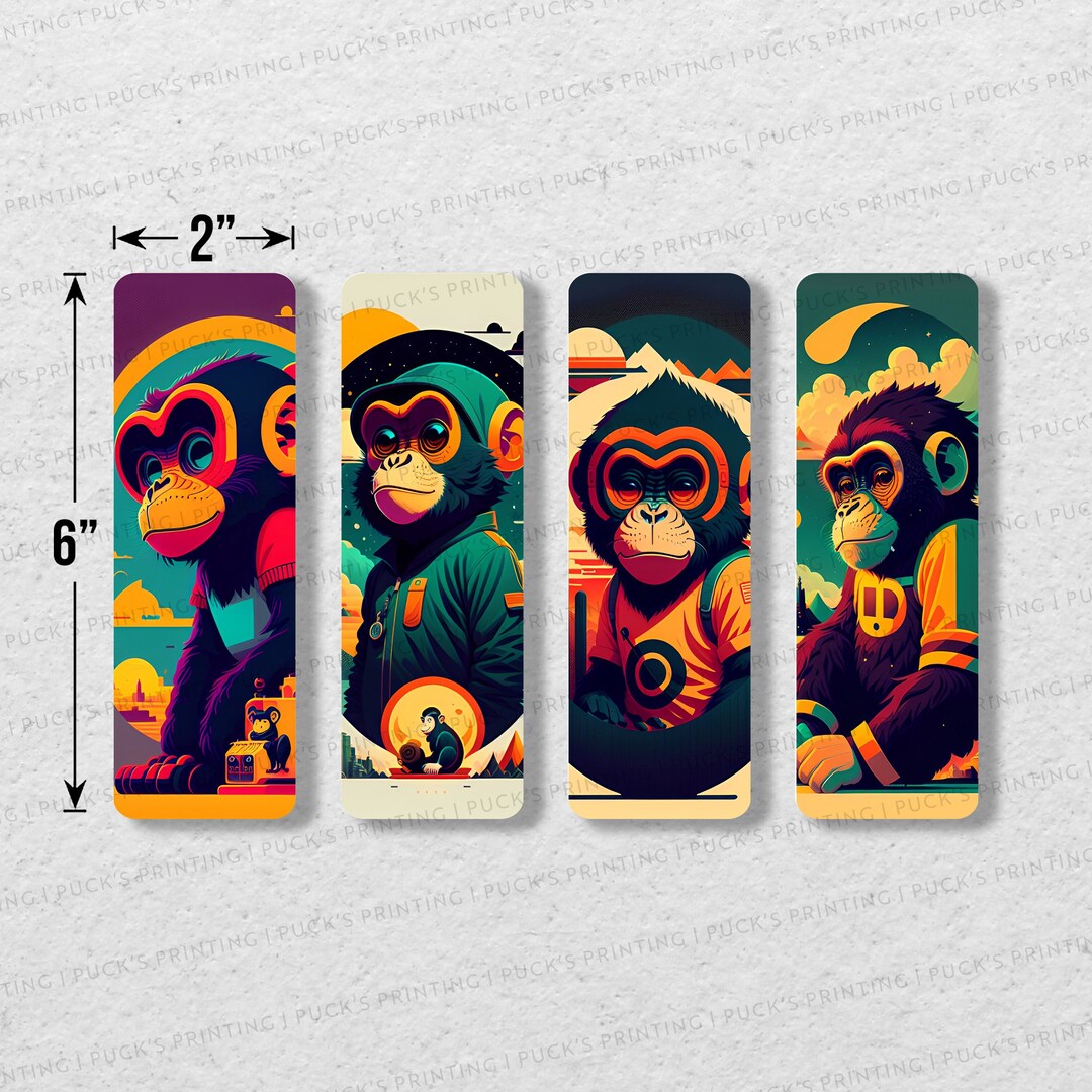 Vintage Monkeys Printable Bookmark Set of 4 Printable Bookmarks Instant Download Digital ...