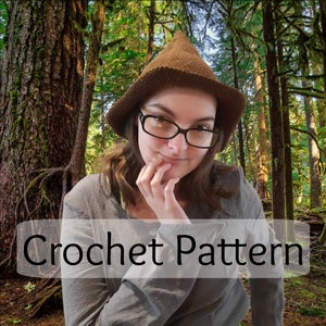 Sprite Cap, Witchy Pointed Hat Crochet Pattern - DIGITAL FILE ONLY