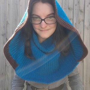 Capuche à capuche nordique bleu sarcelle et marron tissé à la main / capuche nordique au crochet / capuche nordique / capuche Viking / capuche pour GN / capuche cosplay