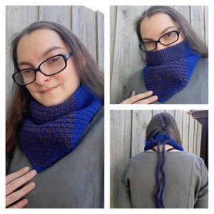 Blue and Brown Handwoven Triangle Scarf / Nordic Inspired Scarf / Crochet Nordic Scarf / Norse Scarf / Viking Scarf / Larping Scarf