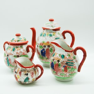 Elegant Vintage Japanese Coffee and Tea Set