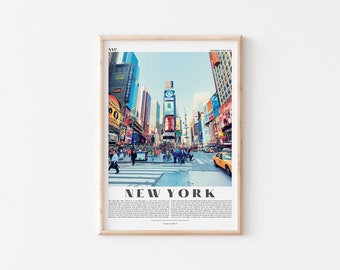 New York City Poster, NYC Skyline Print, Manhattan Wall Art, Colorful Travel Print, Urban Cityscape Decor, Modern Gallery Wall, New York Art