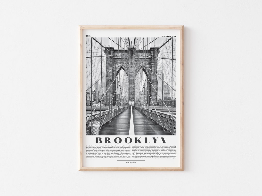 Brooklyn Bridge Poster, New York City Print, Black and White Wall Art ...
