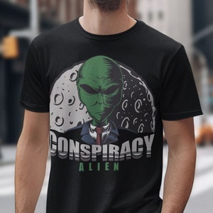 Funny conspiracy theory Shirt for Conspiracy Theorist UFO Moon Alien Shirt Gift