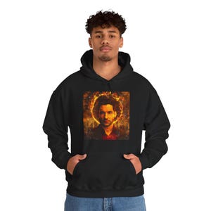 Retro Vintage look Lucifer Morningstar Tom Ellis painting fan art Unisex Hooded Sweatshirt Hoodie For Tom Ellis fans