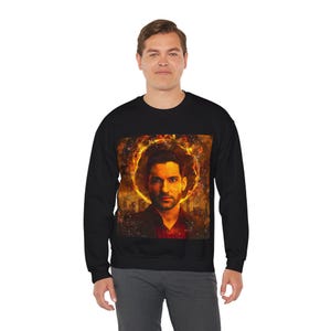 Vintage Retro look Lucifer Morningstar fan art Unisex Crewneck Sweatshirt for Tom Ellis fans