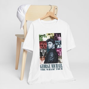 Vintage Retro 80s music George Michael Unisex Tee Shirt for 80s music fans.