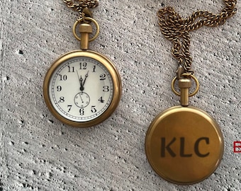 Personalized Pocket Watch with Chain, Engraved Pocket Watch, Groomsmen Gifts for Him, Custom Gift for Groomsmen