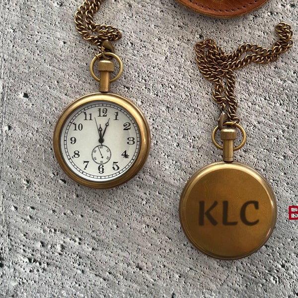 Personalized Pocket Watch with Chain, Engraved Pocket Watch, Groomsmen Gifts for Him, Custom Gift for Groomsmen