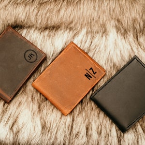 Cartera de cuero personalizada, cartera para hombre, cartera grabada, cartera de padrinos, cartera personalizada, regalo de aniversario para novio, padre, papá