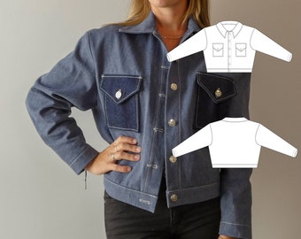 Azur Jacket Sewing Pattern, Short Oversized Jacket (PDF Pattern)