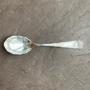 1847 Rogers Bros A1 SIREN 1891 Antique Silverplate Scalloped Sugar Spoon Vintage Victorian Mythological Figure on Handle Very Rare NO MONO