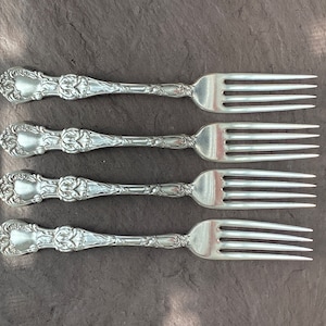 1885 R. Wallace Sectional Triple Set of Four 7&quot; forks FLORAL 1902