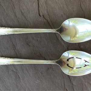 Holmes and Edwards IS Antique Silverplate MAY QUEEN 1951 Two Antique Serving Spoons Vintage Dinner Party No Mono Perfect Gift for New Home