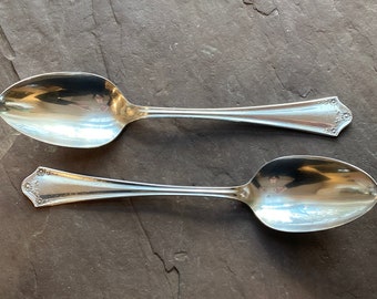 Oneida Community Par Plate PRIMROSE 1915 Antique Silverplate Set of 2 Large Serving Spoons Great Vintage Kitchen Items