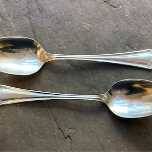 Oneida Community Par Plate PRIMROSE 1915 Antique Silver Plate Set of 2 Large Serving Spoons Great Vintage Kitchen Items