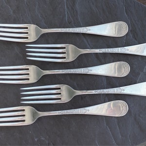 C Rogers & Bros A1 RUBY 1890 Antique Silver Plate Set of 5 Dinner Forks Vintage Victorian Pattern Unique Gift for Kitchen Rare No Mono