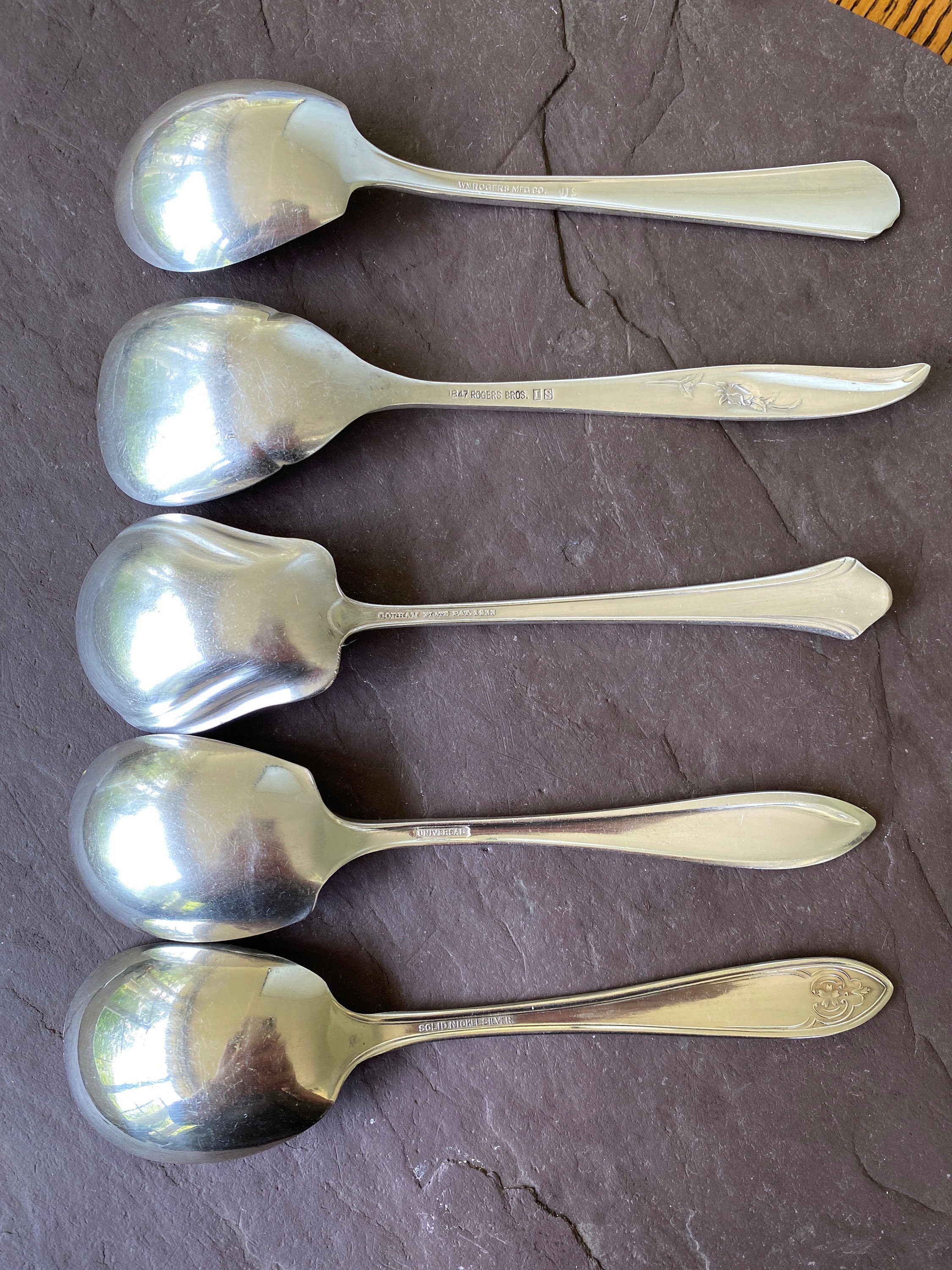 Five Antique Sugar Spoons 1847 Rogers Bros MAGIC ROSE 1963 Wm Rogers