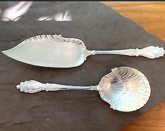 Rogers and Hamilton RAPHAEL 1896 Antique Silverplate Serving Set With Table Fish  and Casserole Server Scalloped Shell Great Condition