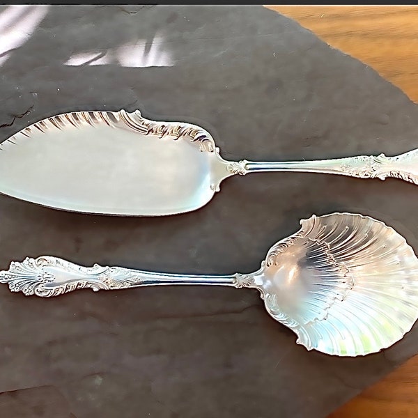 Rogers and Hamilton RAPHAEL 1896 Antique Silverplate Serving Set With Table Fish  and Casserole Server Scalloped Shell Great Condition