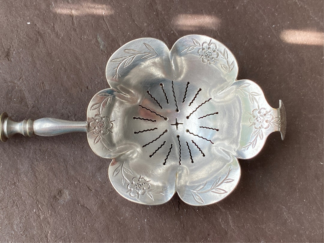 Loose Tea Strainer Vintage Silverplate With Sterling Silver Handle