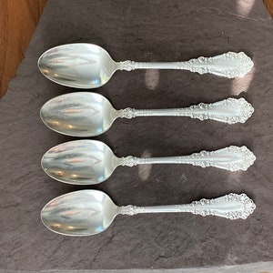 1847 Rogers Bros BERKSHIRE 1897 Set of 4 Antique Silverplate Table or Soup Spoons Vintage Gift for Mom Dad Bride New Home Wedding No Mono