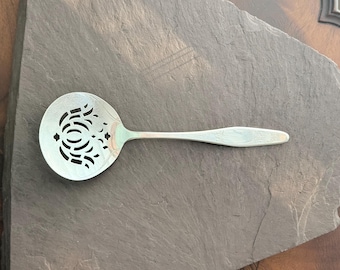 American Silver Co FRANCONIA 1922 Antique Silverplate Pierced Tomato Server Mixed Drink Strainer Vintage Dinner Party Gift for Bartender