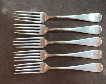 Addison Bros 4 oz Dinner Forks Unidentified Pattern Fiddle Windsor 19th Century Antique Silverware Vintage Silverplate Picnic Shabby Chic