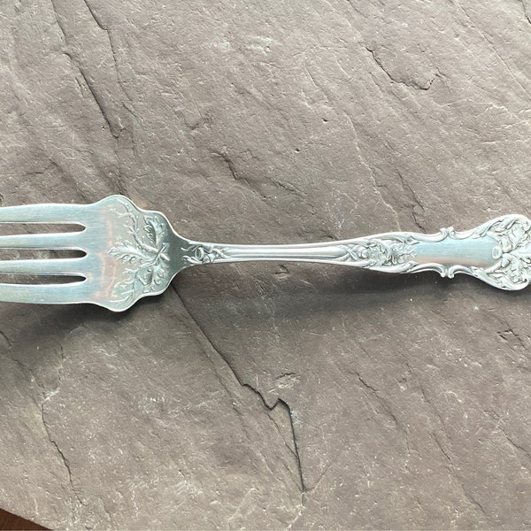 1847 Rogers Bros XS CHARTER OAK 1906 Antique Silverplate Cold Meat Fork Oak Leaf and Acorn Pattern Excellent Condition No Mono