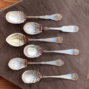 Silverplate Mixed Set of PUDDING and SPOONS Antique Unique and Decorative Victorian Patterns