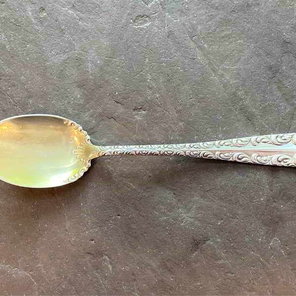 Rogers and Hamilton MAJESTIC 1893 Antique Silverplate Gold Bowl Ice Cream Spoon Unique Vintage Pattern Rare Find No Mono