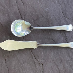 National Silver Company ADAM 1917 Antique Silverplate Master Butter Knife and Sugar Spoon Vintage Housewarming Wedding Bridal Shower Gift
