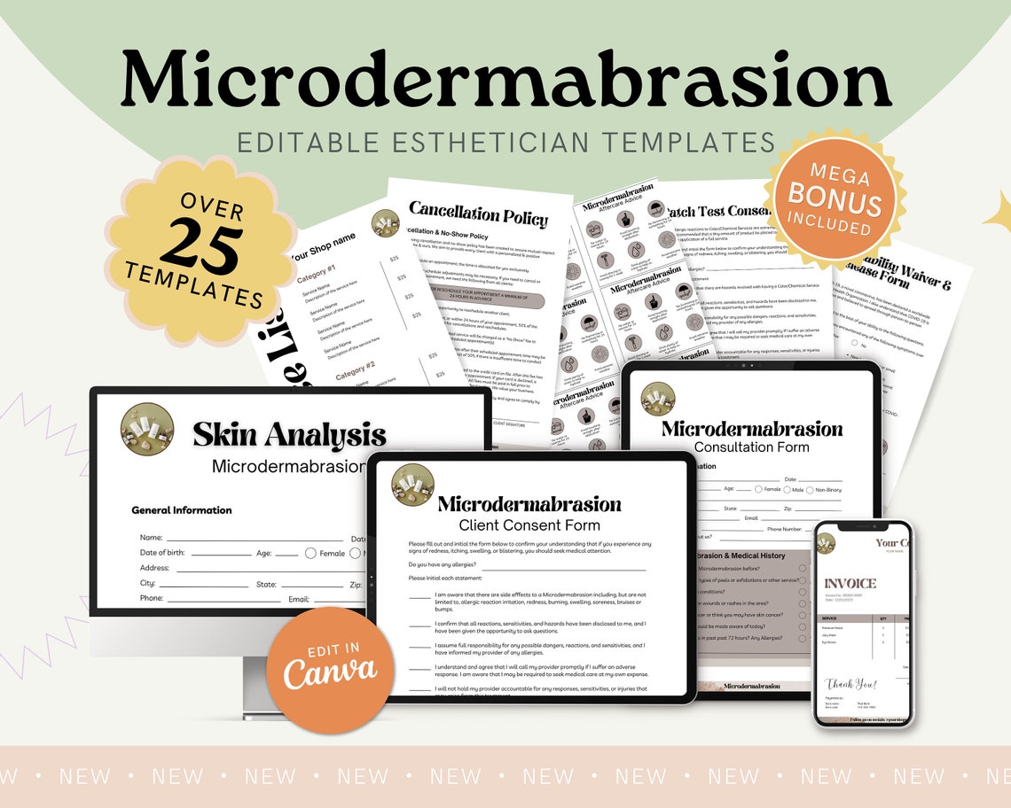 Microdermabrasion Consent Form Aftercare Card for Dermabrasion Etsy