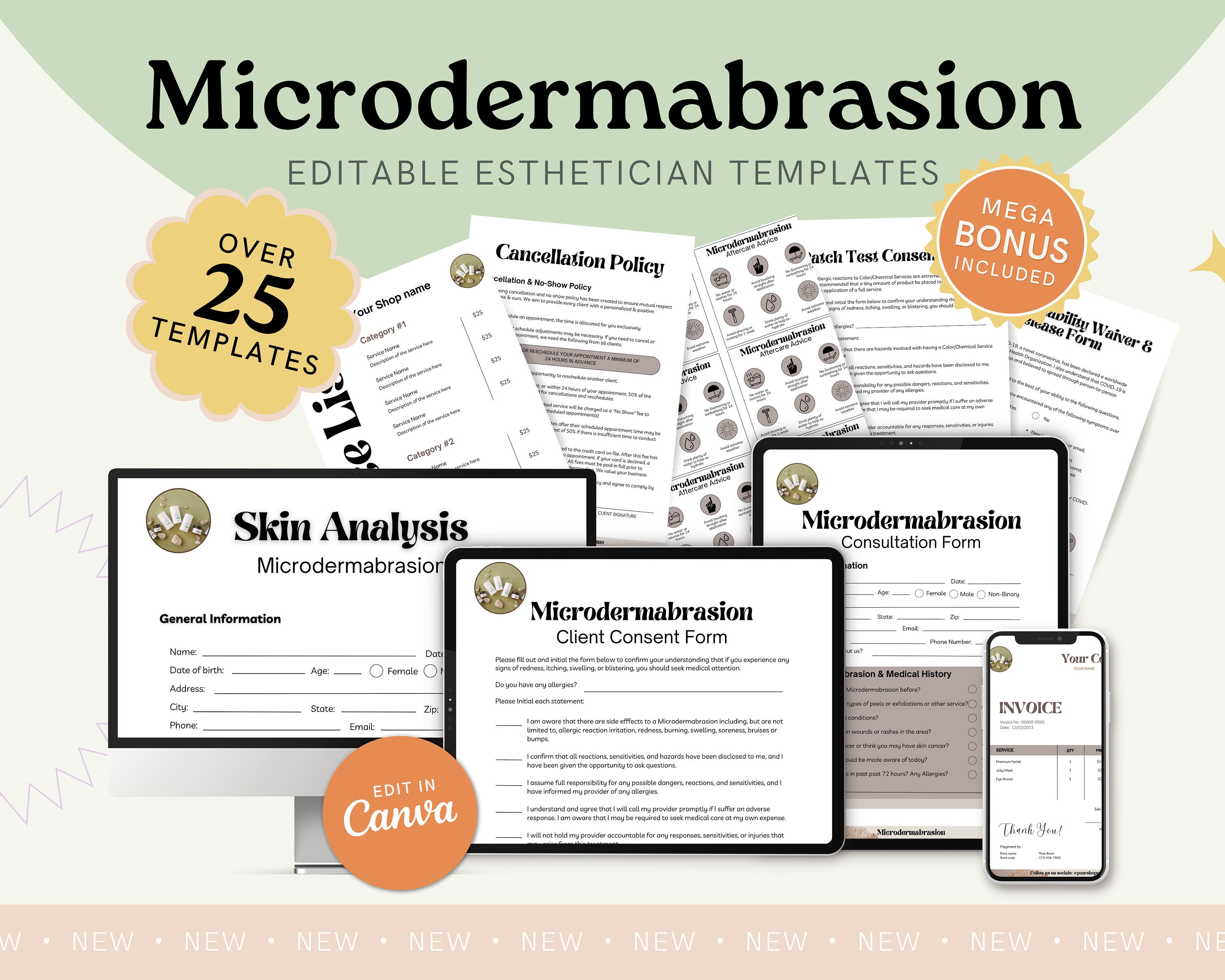 Microdermabrasion Consent Form Aftercare Card for Dermabrasion Etsy