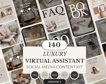 Modelos do Canva para Instagram de Assistente Virtual: Pacote de Mídias Sociais para Assistentes Virtuais (Download Digital)