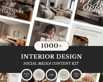 Interior Design Canva Templates | Home Decor Instagram Posts Stories & Highlight Covers