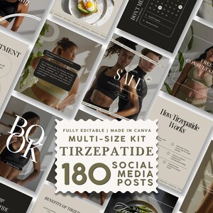 Modelli per social media GLP-1 / Pacchetto marketing Tirzepatide / Post sulla gestione del peso / Kit Instagram