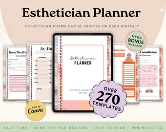 Digital Planner for Estheticians, Skincare Client Intake and Facial Treatment Forms, Esthetician Planner PDF