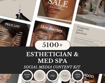 Esthetician & Med Spa Master Bundle, Social Media Content, Skincare Posts, Aesthetic Marketing Kit | 5100+