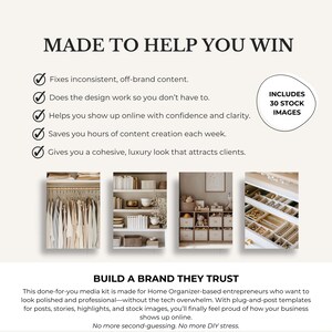 May include: An advertisement with the headline "MADE TO HELP YOU WIN" and bullet points describing the benefits. Includes a graphic with "INCLUDES 30 STOCK IMAGES". Below are four lifestyle images and the text "BUILD A BRAND THEY TRUST".