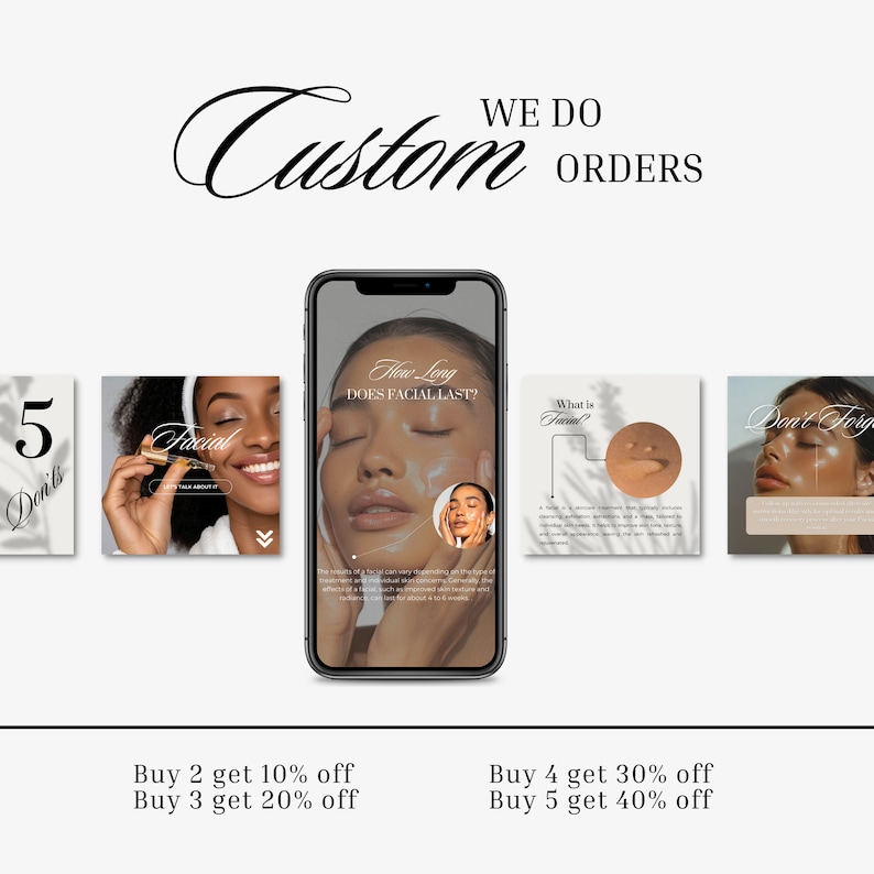 Facial Posts and Instagram Stories, Neutral Canva Templates for Estheticians image 10