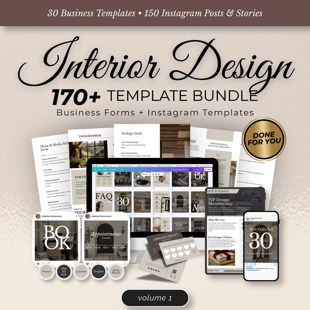 Interior Design Templates: Client Forms, Consultation & Instagram Posts ...