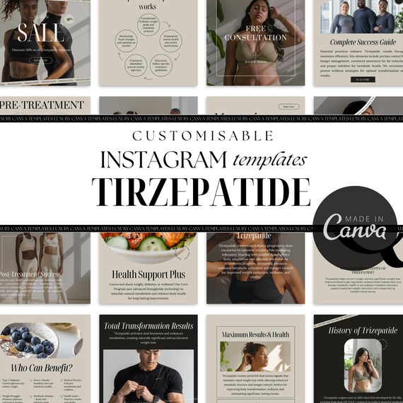 GLP-1 Social Media Templates | Tirzepatide Marketing Bundle | Weight Management Posts | Instagram Kit