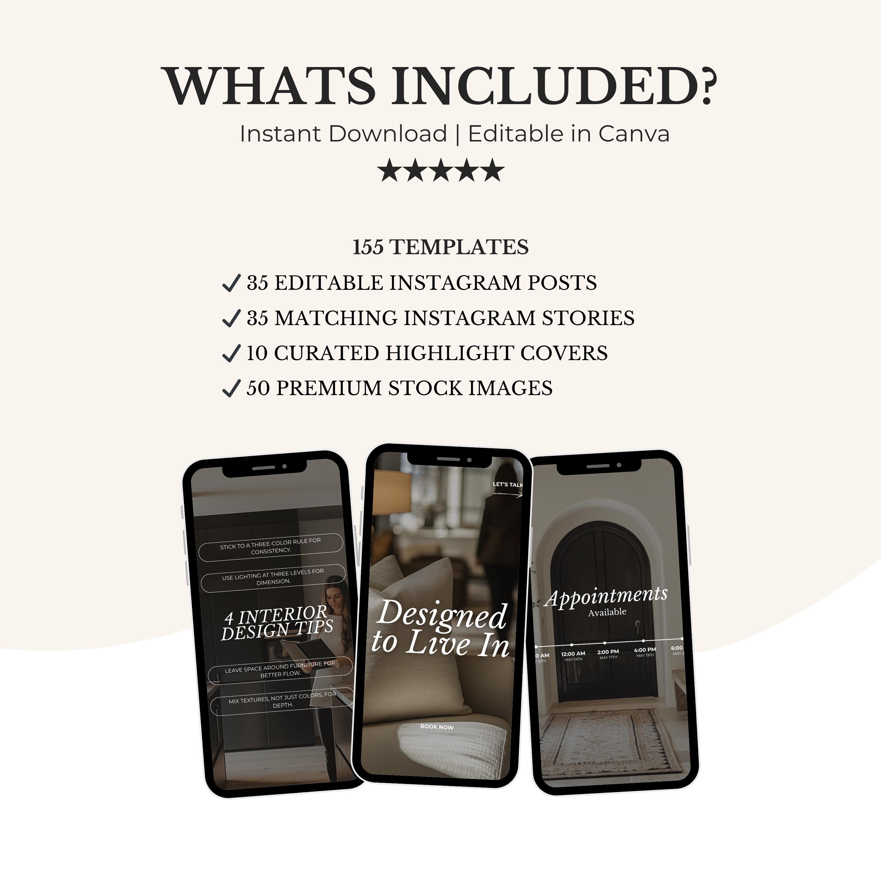 Scandinavian Interior Design Instagram Templates: Photos & Highlight ...