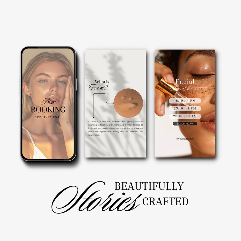 Facial Posts and Instagram Stories, Neutral Canva Templates for Estheticians image 2