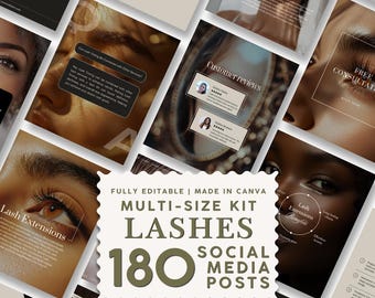 Lash Tech Social Media Posts & Stories, Lash Artist Instagram Content, Beauty Business Marketing | 180