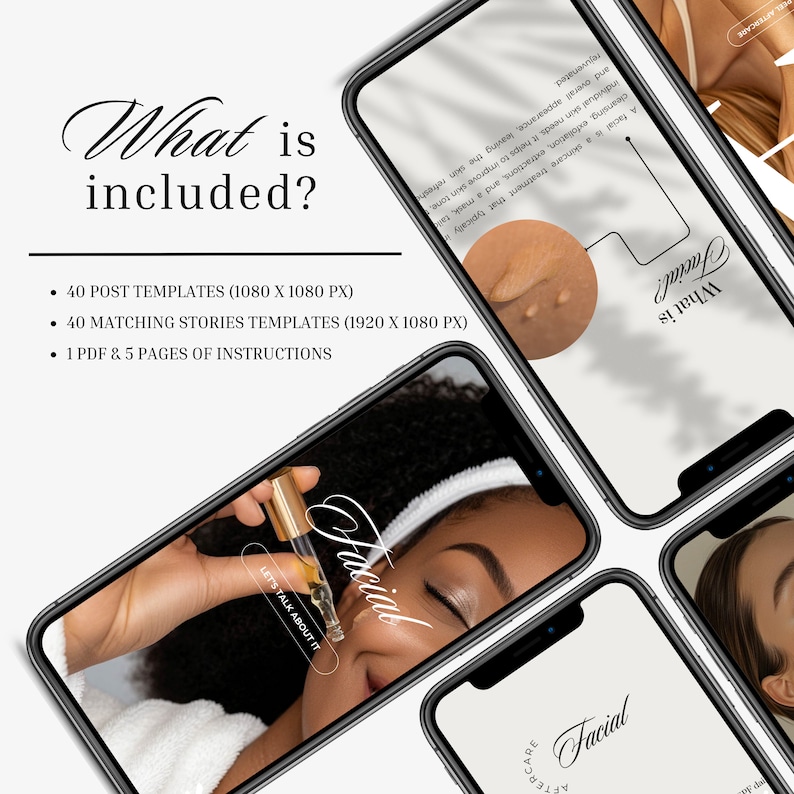 Facial Posts and Instagram Stories, Neutral Canva Templates for Estheticians image 5