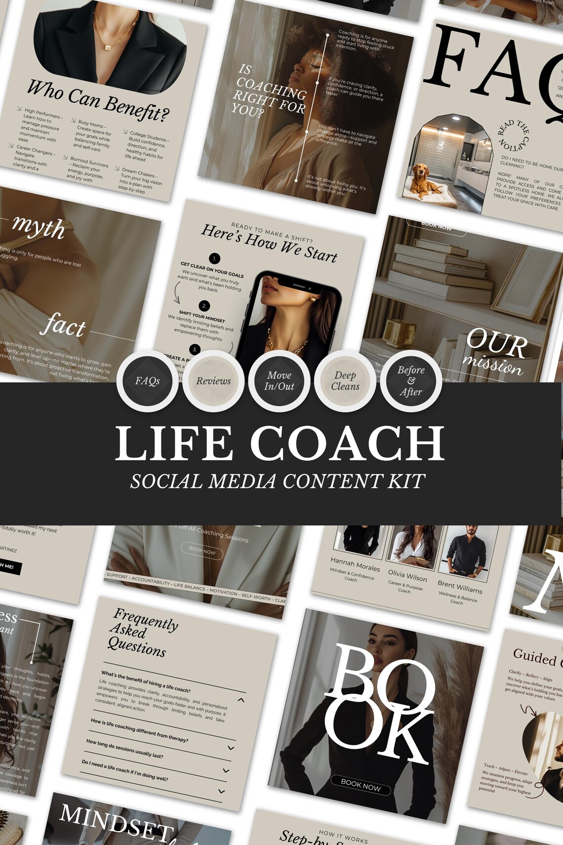 Life Coach Instagram Templates: Luxury Canva Social Media Content ...